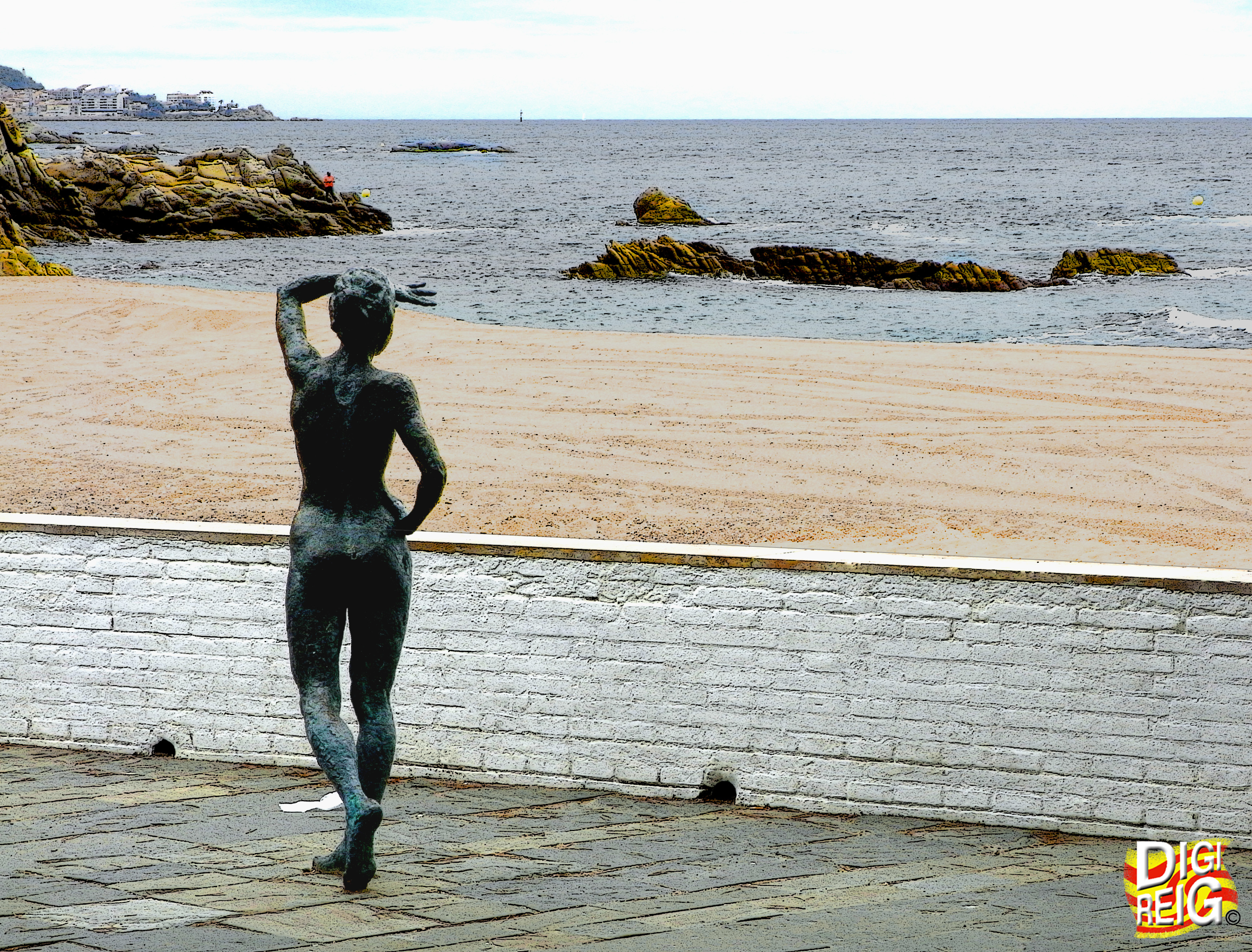 Foto: Estatua mirando al mar. - Platja d'Aro (Girona), España