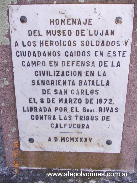 Foto: Homenaje Caidos en la Batalla de San Carlos - Mariano Unzue (Buenos Aires), Argentina