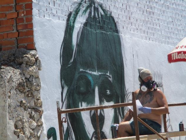 Foto: Realizando un mural de RURANOS III - Driebes (Castilla La Mancha), España