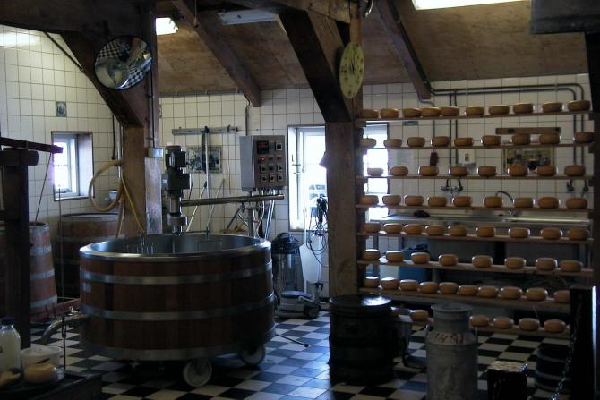 Foto: Interior de una fábrica de quesos - Volendam (North Holland), Países Bajos