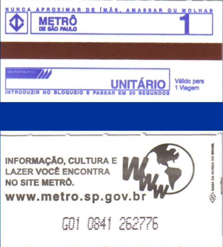 Foto: boleto del Metrô de São Paulo - São Paulo, Brasil