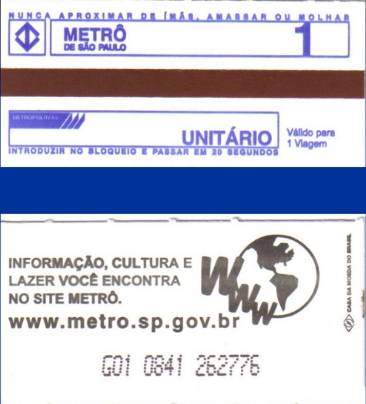 Foto: boleto del Metrô de São Paulo - São Paulo, Brasil