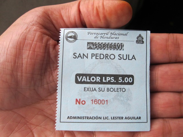 Foto: boleto del tren de San Pedro Sula, 5 lempiras - San Pedro Sula (Cortés), Honduras