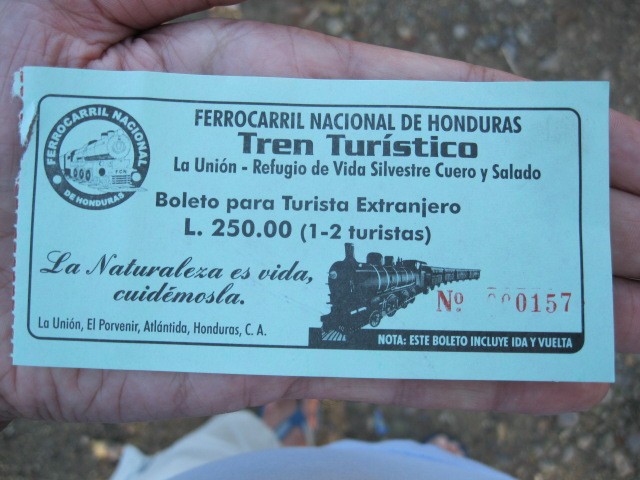 Foto: boleto del tren turístico - La Unión (Atlántida), Honduras