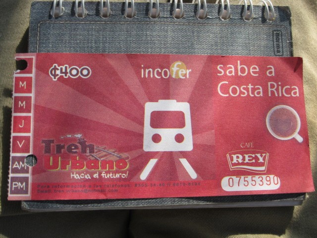 Foto: boleto de tren local - San José, Costa Rica