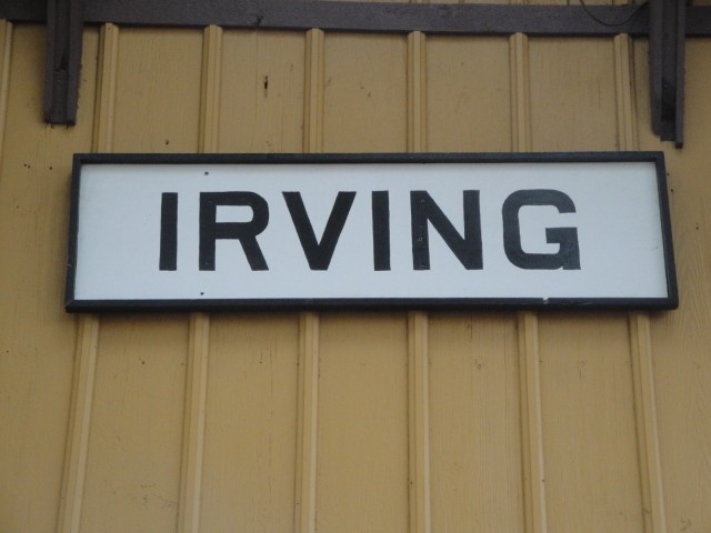 Foto: cartel puesto en la antigua estación de Clinton (Texas) - Irving (Texas), Estados Unidos