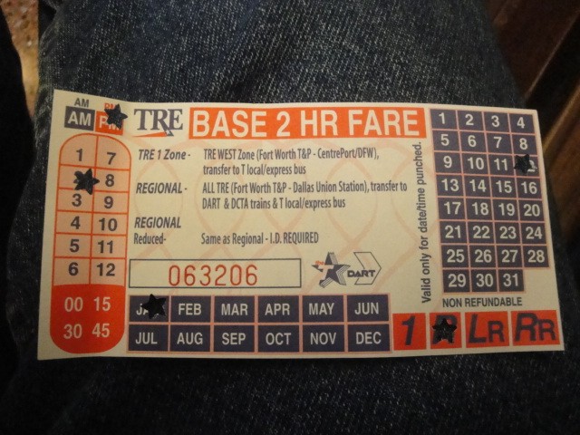 Foto: boleto del TRE (Trinity Railway Express) - Fort Worth (Texas), Estados Unidos