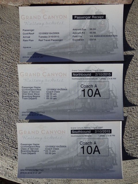 Foto: boletos del tren turístico Grand Canyon Railway - Williams (Arizona), Estados Unidos
