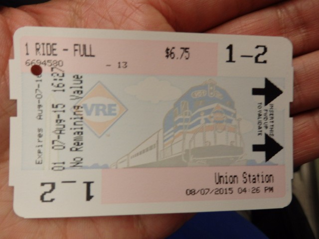 Foto: boleto del tren VRE (Virginia Railway Express) - Washington (Washington, D.C.), Estados Unidos