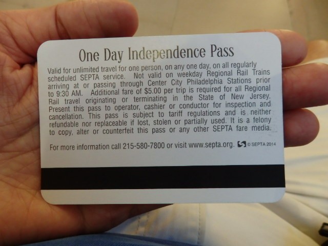 Foto: pase diario de SEPTA, reverso - Philadelphia (Pennsylvania), Estados Unidos