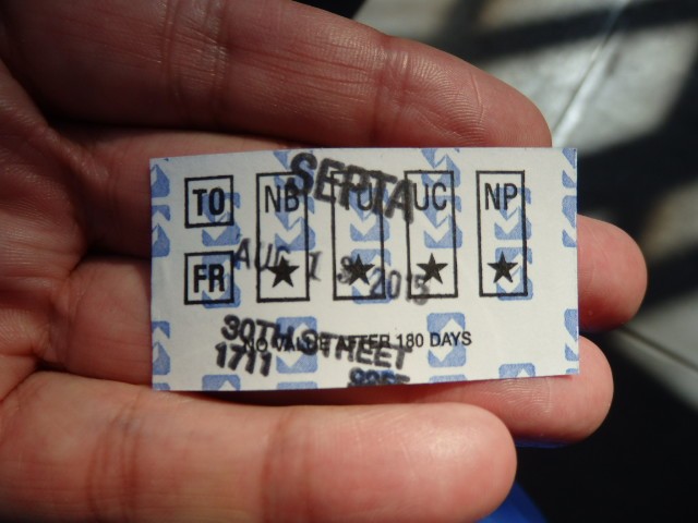 Foto: boleto de SEPTA, reverso - Philadelphia (Pennsylvania), Estados Unidos