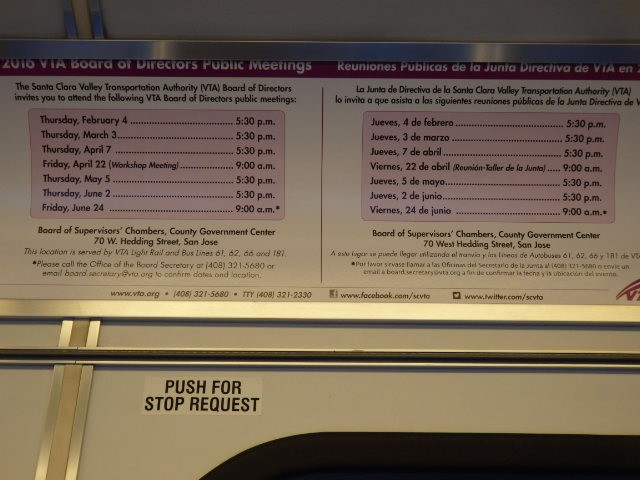 Foto: pedido de parada en el metrotranvía - San José (California), Estados Unidos