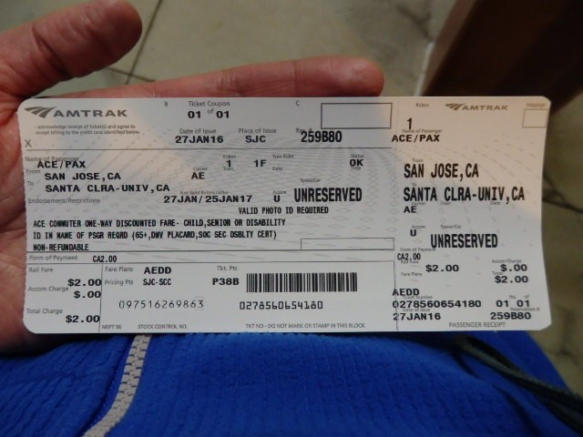 Foto: boleto del tren ACE - San José (California), Estados Unidos