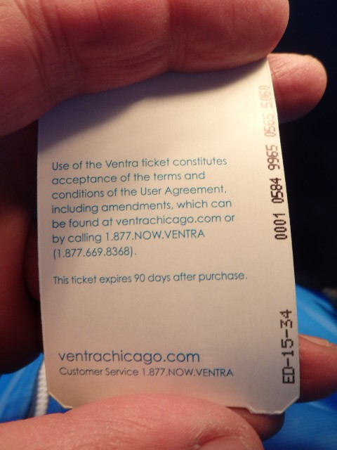 Foto: boleto para transportes locales, reverso - Chicago (Illinois), Estados Unidos