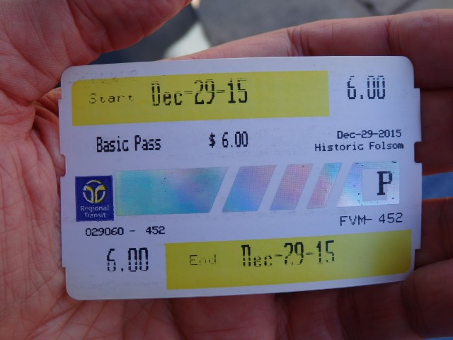 Foto: pase diario del metrotranvía de Sacramento - Folsom (California), Estados Unidos