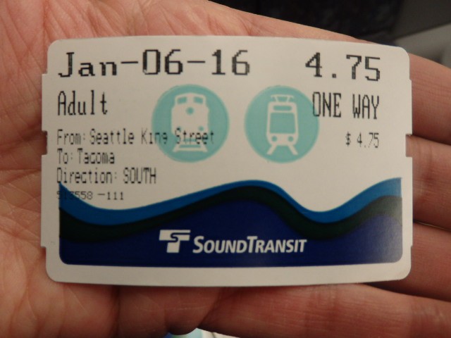 Foto: boleto del tren local Sounder - Seattle (Washington), Estados Unidos