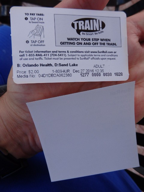 Foto: boleto y ticket de compra de SunRail, reverso - Orlando (Florida), Estados Unidos