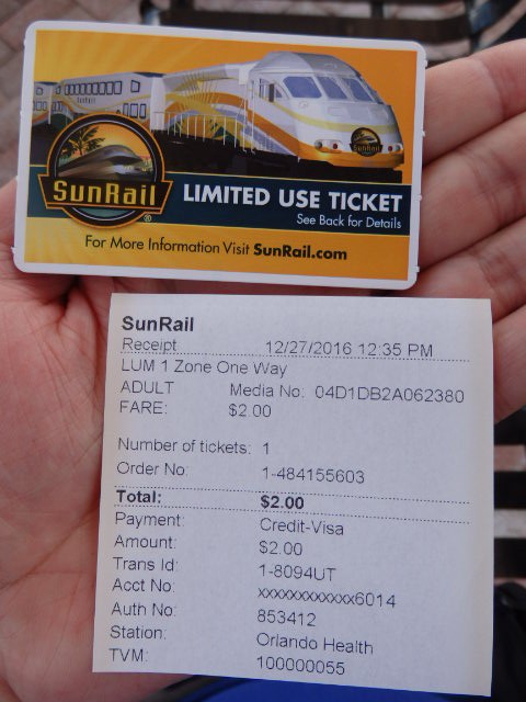 Foto: boleto y ticket de compra de SunRail - Orlando (Florida), Estados Unidos