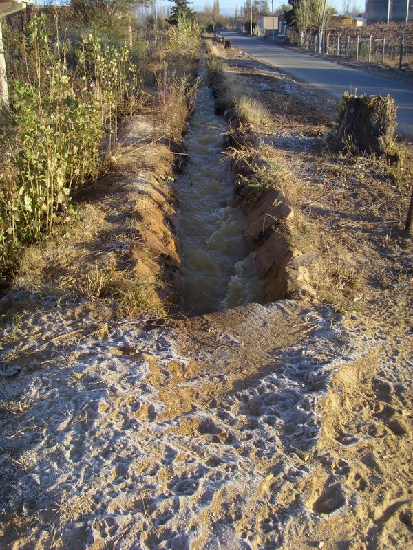Foto: acequia y escarcha - Famatina (La Rioja), Argentina