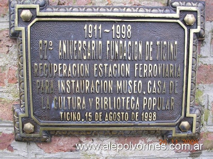 Foto: Estación Ticino - Ticino (Córdoba), Argentina