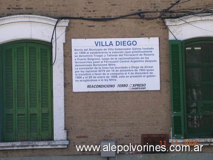 Foto: Estación Villa Diego FCRPB - Villa Gobernador Galvez (Santa Fe), Argentina