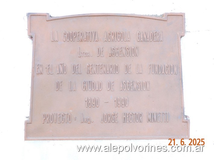 Foto: Ascensión - Placa Cooperativa Agricola - Ascension (Buenos Aires), Argentina