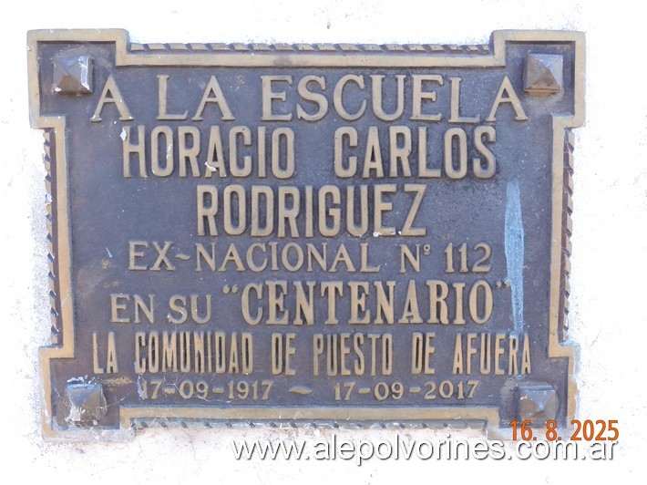 Foto: Puesto de Afuera - Escuela Horacio Carlos Rodríguez - Placa - Puesto de Afuera (Córdoba), Argentina