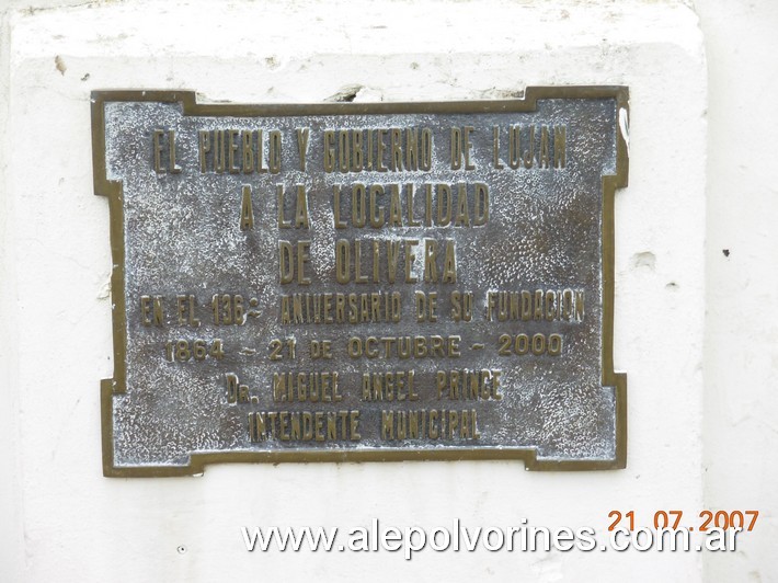 Foto: Olivera - Placa Homenaje Aniversario - Olivera (Buenos Aires), Argentina