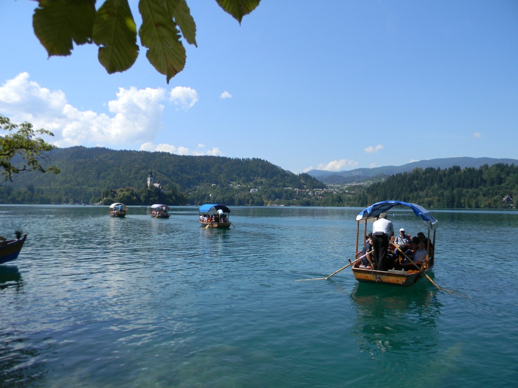 Foto: Navegando hacia la iglesia - Bled, Eslovenia