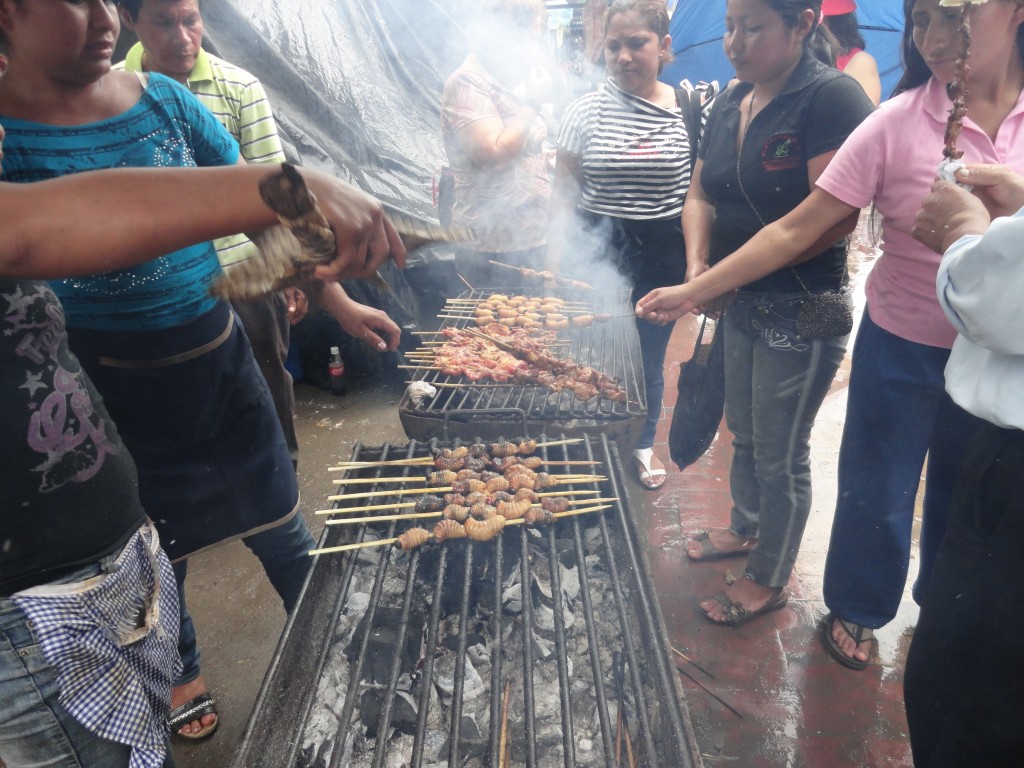 Foto: Chontacuros asados - El Coca (Orellana), Ecuador