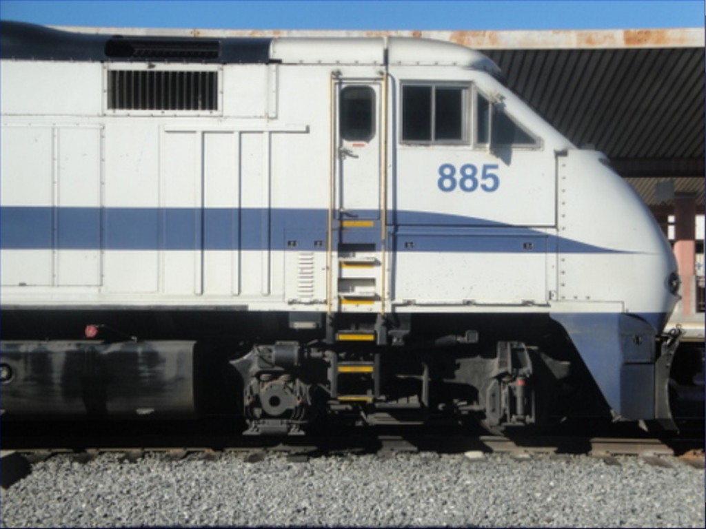 Foto: locomotora de Metrolink en Union Station, detalle - Los Ángeles (California), Estados Unidos