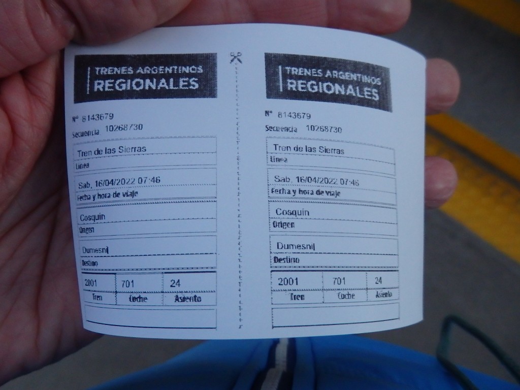 Foto: boleto expedido en boletería - Cosquín (Córdoba), Argentina