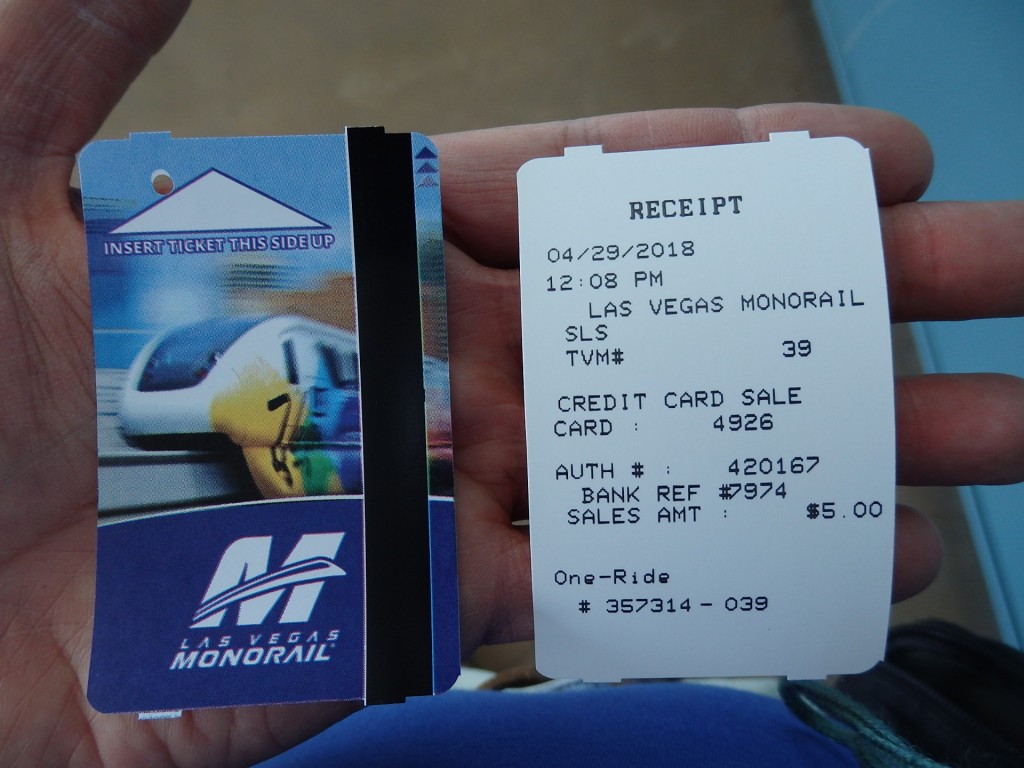 Foto: boleto y ticket del Monorriel de Las Vegas - Winchester (Nevada), Estados Unidos