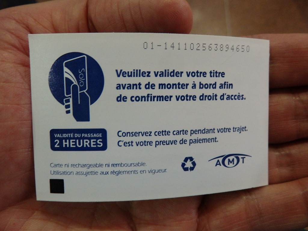 Foto: boleto de tren local (reverso) - Montreal (Quebec), Canadá