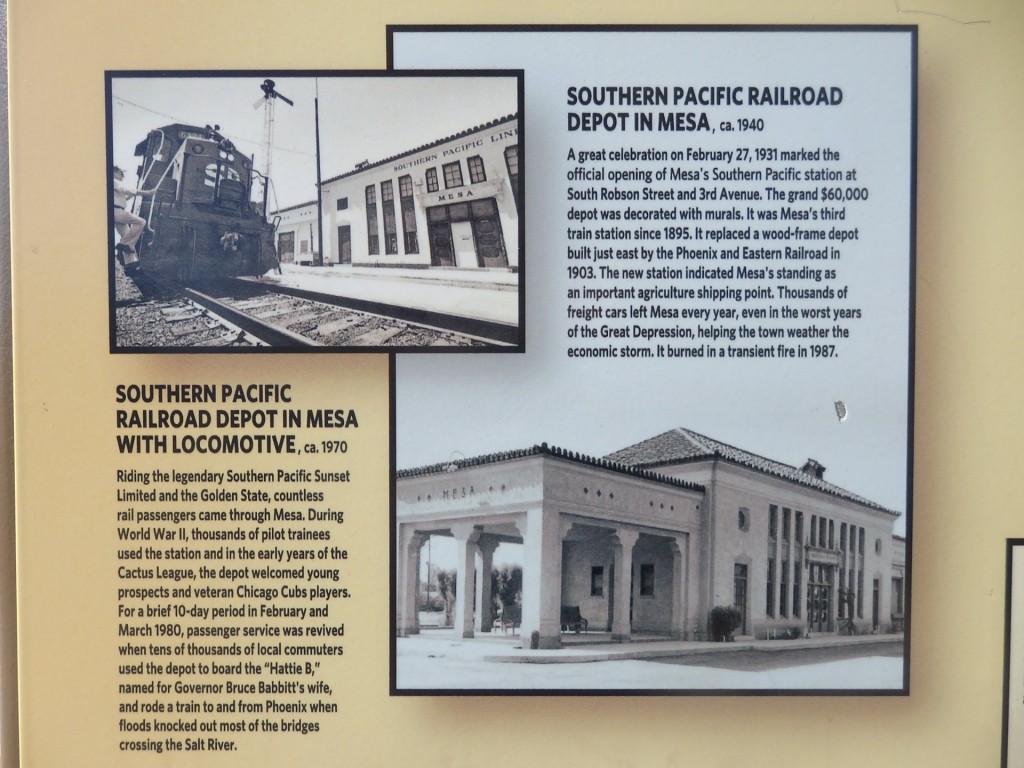 Foto: panel histórico en una estación del metrotranvía - Mesa (Arizona), Estados Unidos
