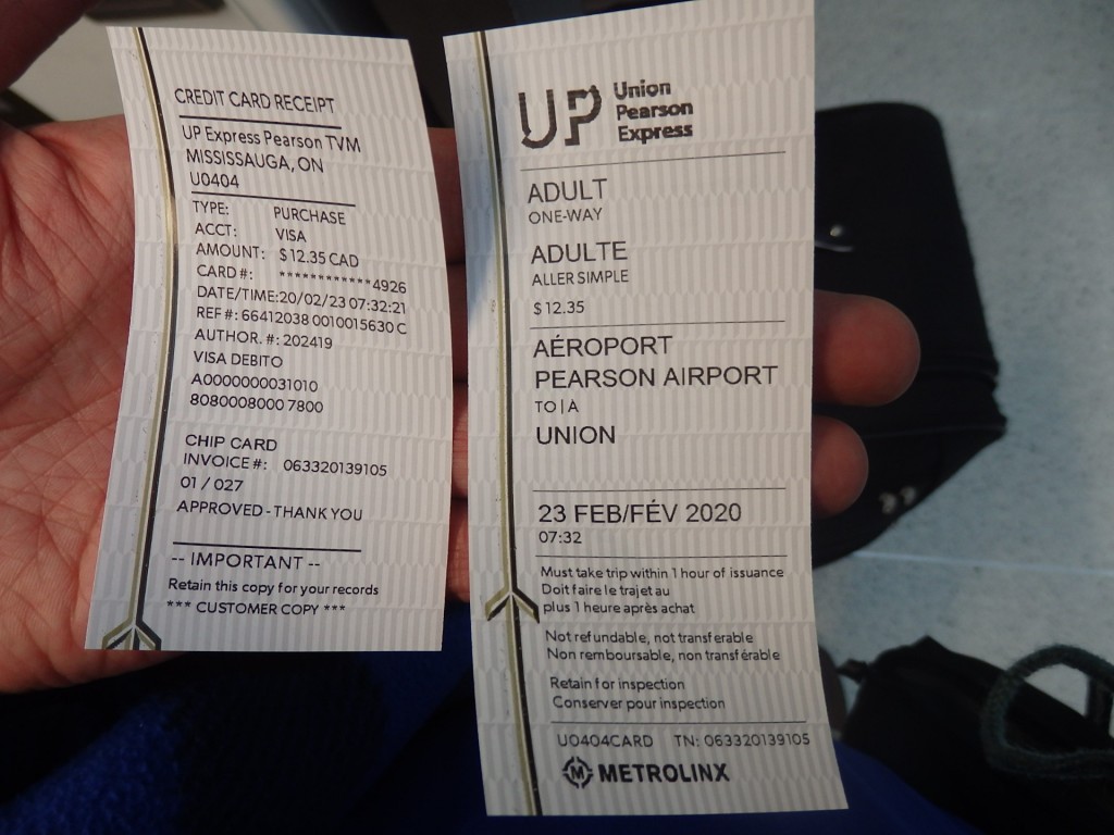 Foto: boleto del tren del aeropuerto al centro - Toronto (Ontario), Canadá