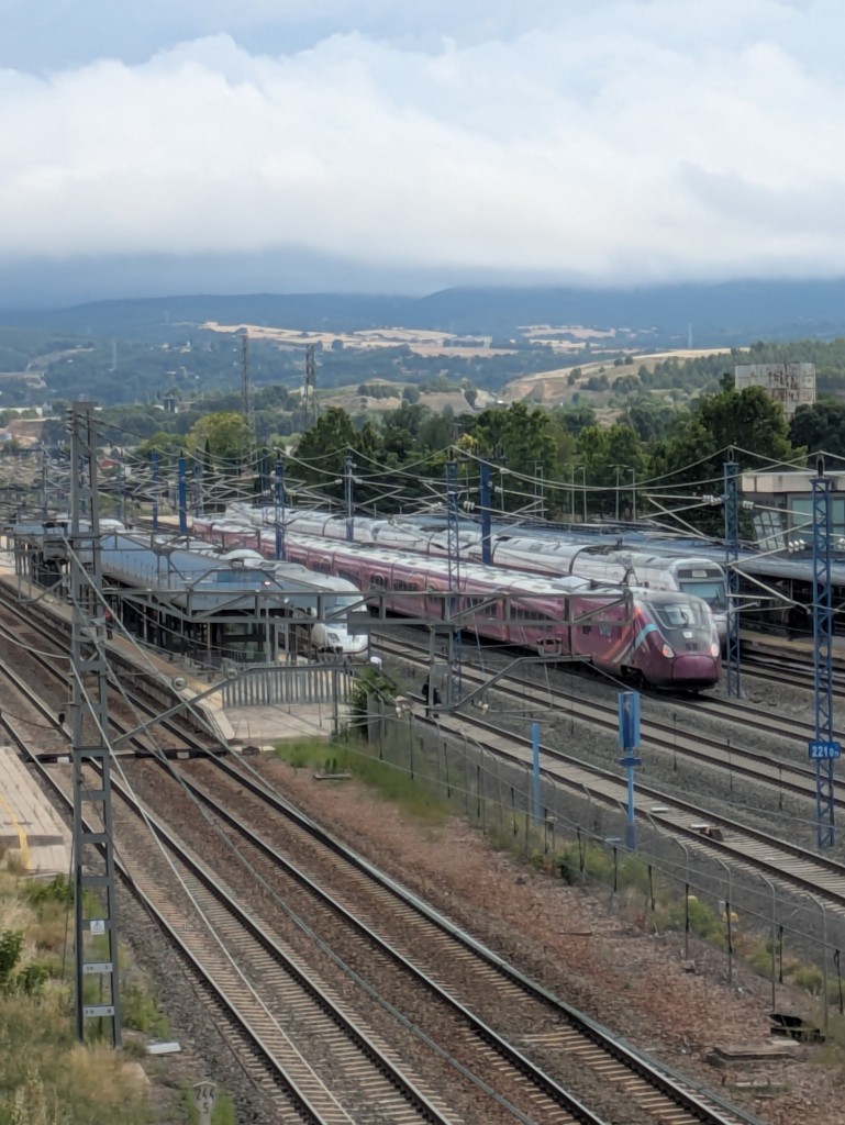 Foto: Trenes de alta velocidad estacionados el 11 de julio de 2025 - Calatayud (Zaragoza), España