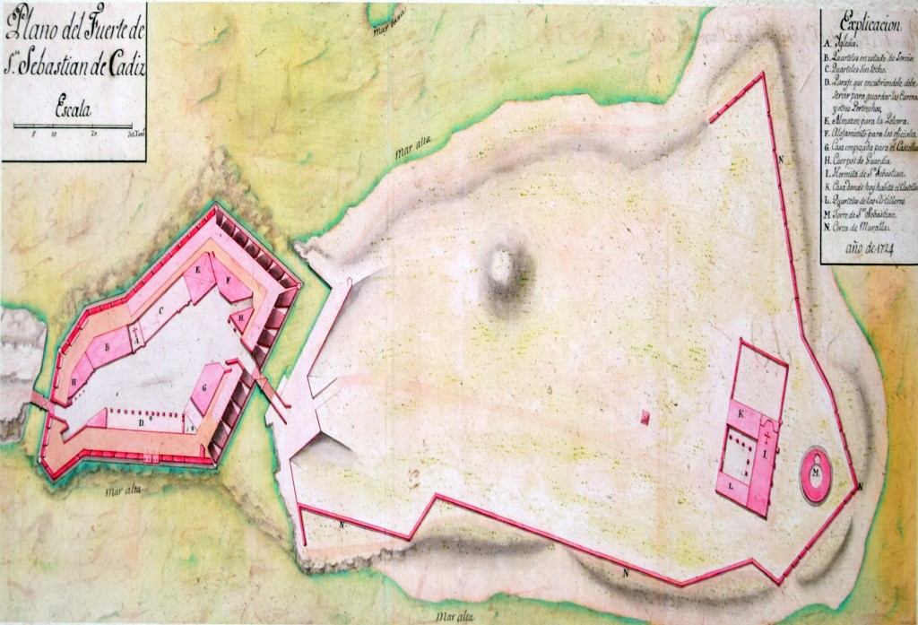 Foto: Plano del Fuerte de San Sebastían en el año 1.613 - Cádiz (Andalucía), España