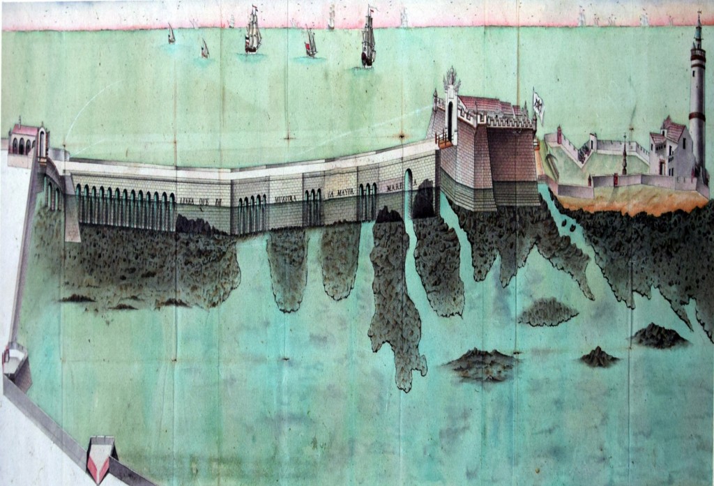 Foto: Castillo de San Sebastián en el año 1.770 - Cádiz (Andalucía), España