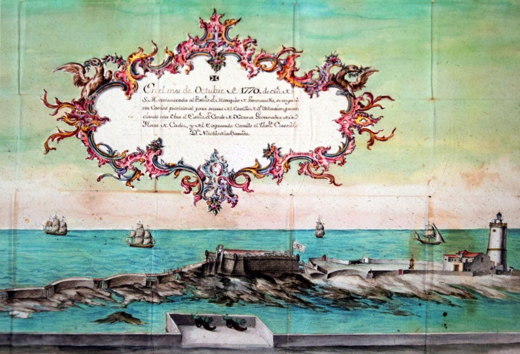 Foto: Dibujo del Castillo de San Sebastián en el año 1.770 - Cádiz (Andalucía), España