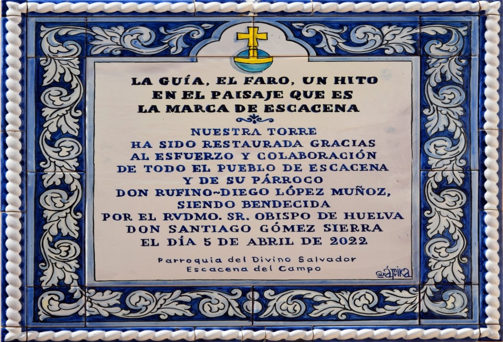 Foto: Cerámica recuerdo de la restauración de la torre de la Iglesia - Escacena del Campo (Huelva), España