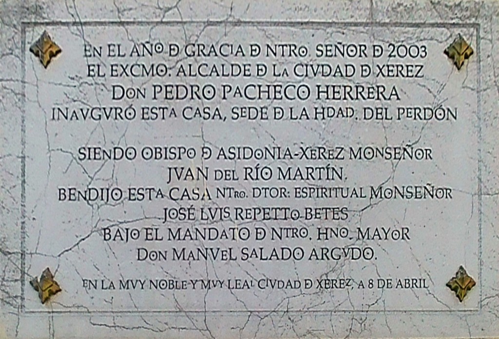 Foto: Placa conmemorativa inaguración de la Hermandad del Perdón - Jerez de la Frontera (Cádiz), España