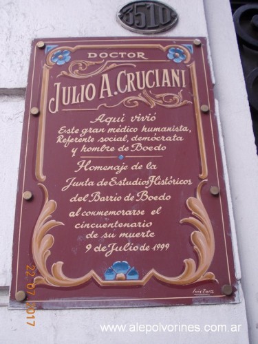 Foto: Homenaje Dr Julio Cruciani - Boedo (Buenos Aires), Argentina