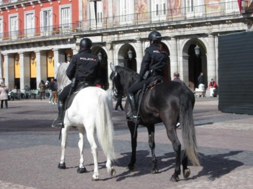 Foto: Policías a caballo patrullando en la Plaza Mayor - Madrid (Comunidad de Madrid), España