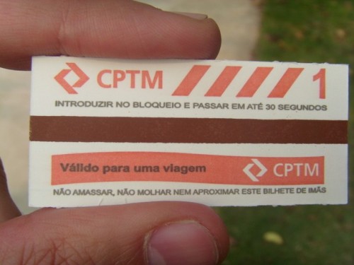Foto: boleto de tren local, Companhia Paulista de Trens Metropolitanos (CPTM) - São Paulo, Brasil